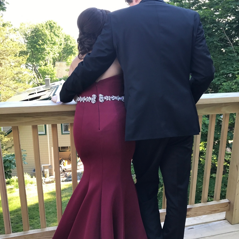 Burgundy Jovani Prom Dress #34010 - Picture 3 of 5